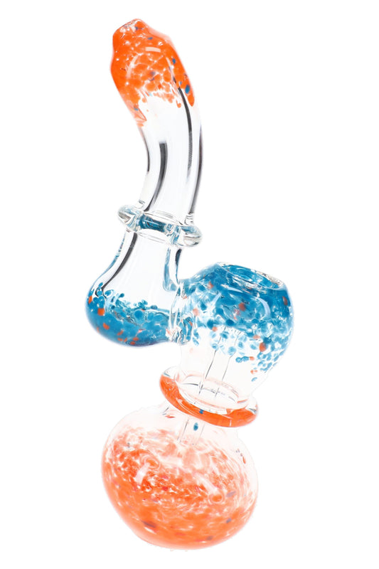 Clear Multicolor Frit Sherlock Bubbler “Confetti Curve” – 6½″ – Assorted - Discreet Smoker