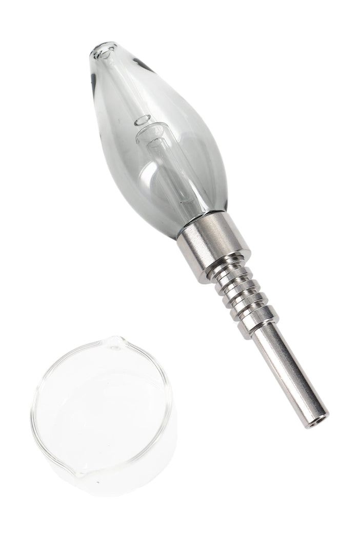 Glass Bulb Dab Straw “Mini Capsule” – 5½″, Grey