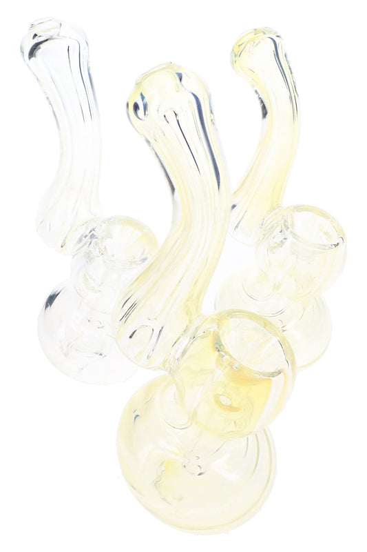 Color-Changing Fumed Glass Sherlock Bubbler “Ghost Curl” – 4½″ – Assorted - Discreet Smoker