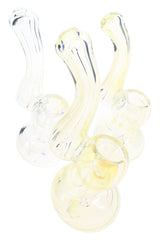 Color-Changing Fumed Glass Sherlock Bubbler “Ghost Curl” – 4½″ – Assorted - Discreet Smoker