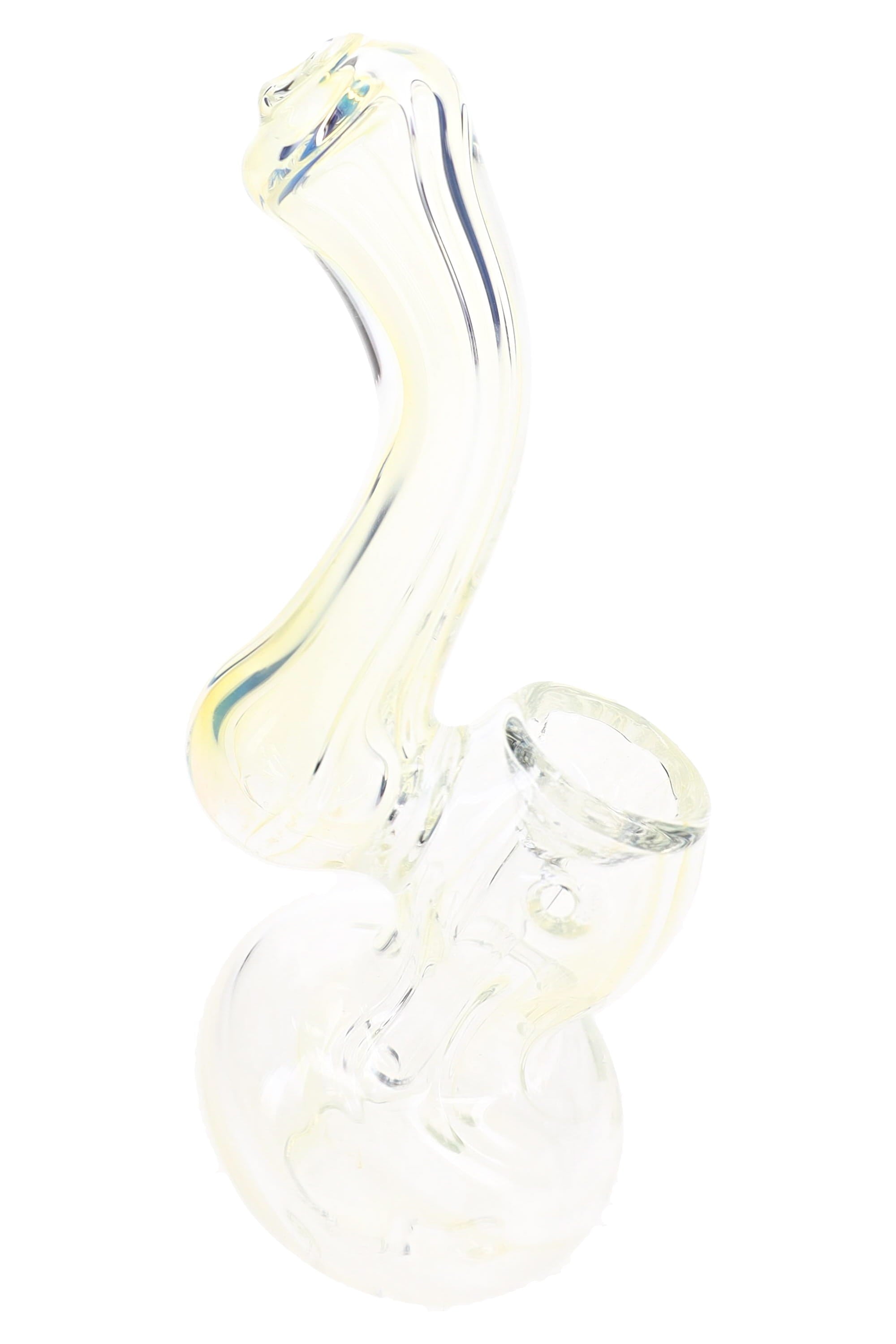 Color-Changing Fumed Glass Sherlock Bubbler “Ghost Curl” – 4½″ – Assorted - Discreet Smoker