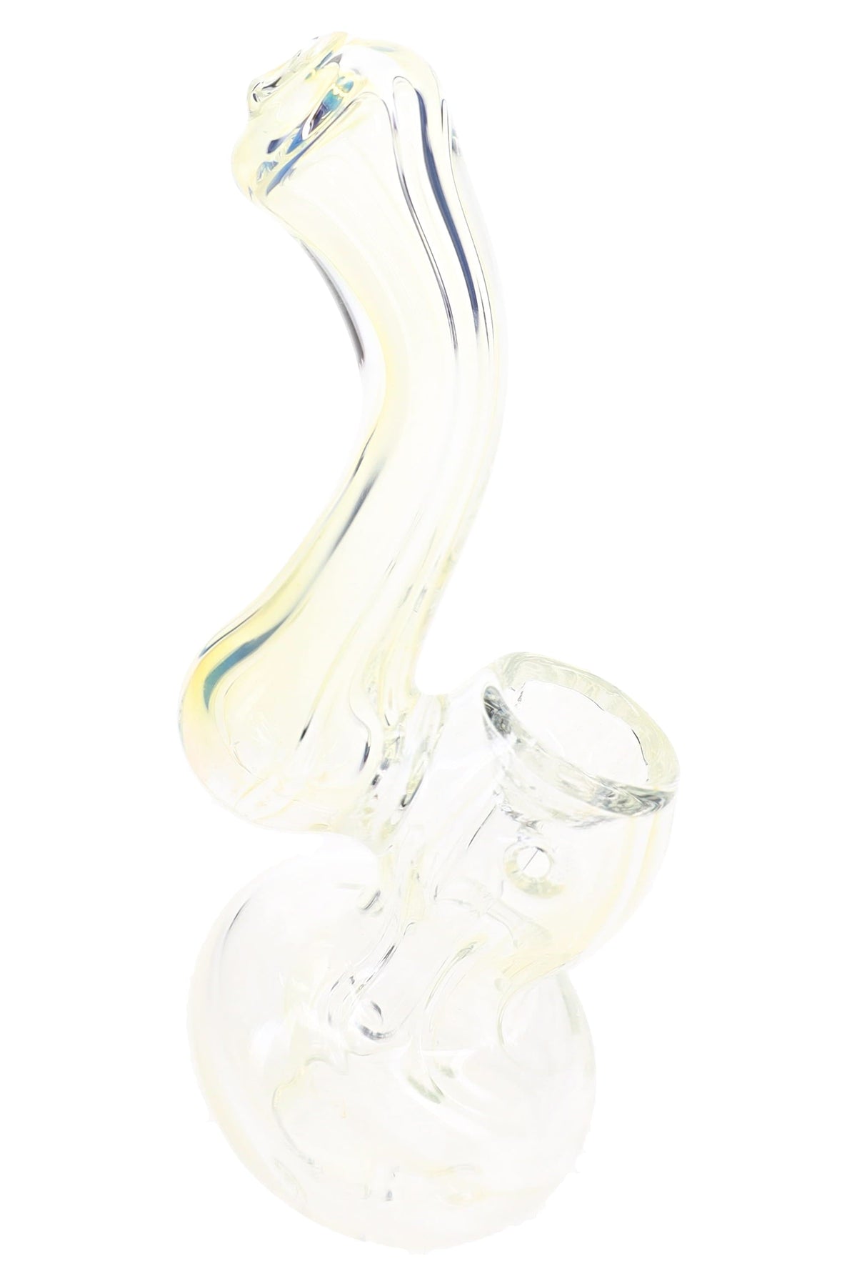 Color-Changing Fumed Glass Sherlock Bubbler “Ghost Curl” – 4½″ – Assorted - Discreet Smoker