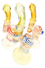 Color-Changing Striped Glass Sherlock Bubbler “Ribbon Ghost” – 6½″ – Assorted