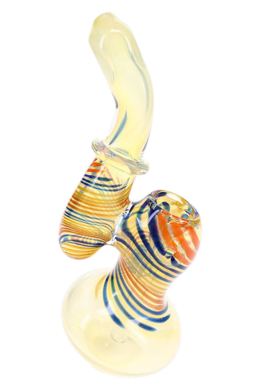 Color-Changing Striped Glass Sherlock Bubbler “Ribbon Ghost” – 6½″ – Assorted - Discreet Smoker