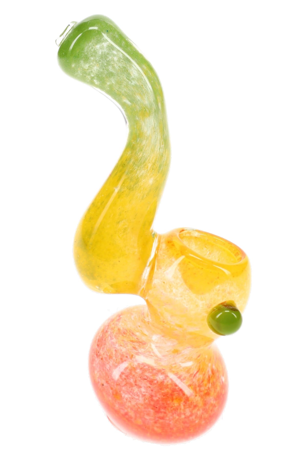 Mini Rasta Frit Glass Sherlock Bubbler “Mango Curl” – 4″ – Assorted - Discreet Smoker