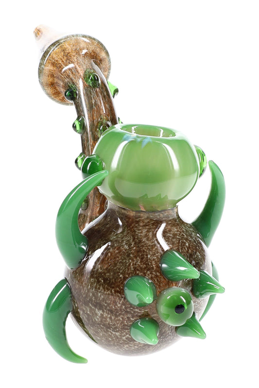 Color-Changing Silver-Fumed Frit Eyeball Sherlock Bubbler “Gazer Glow” – 6.5″ – Assorted Colors