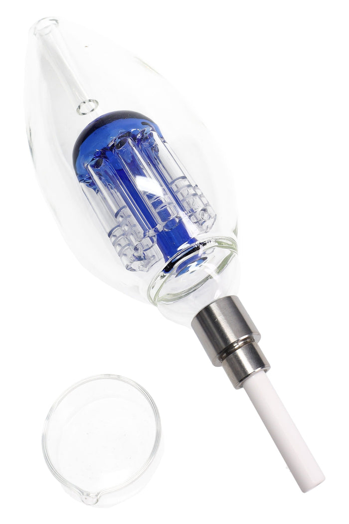 Glass Light Bulb Dab Straw Kit “Glow Core” – Tree Perc – 8″, Blue