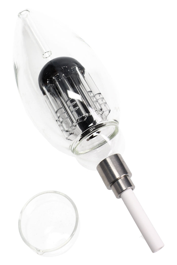 Glass Light Bulb Dab Straw Kit “Glow Core” – Tree Perc – 8″, Black