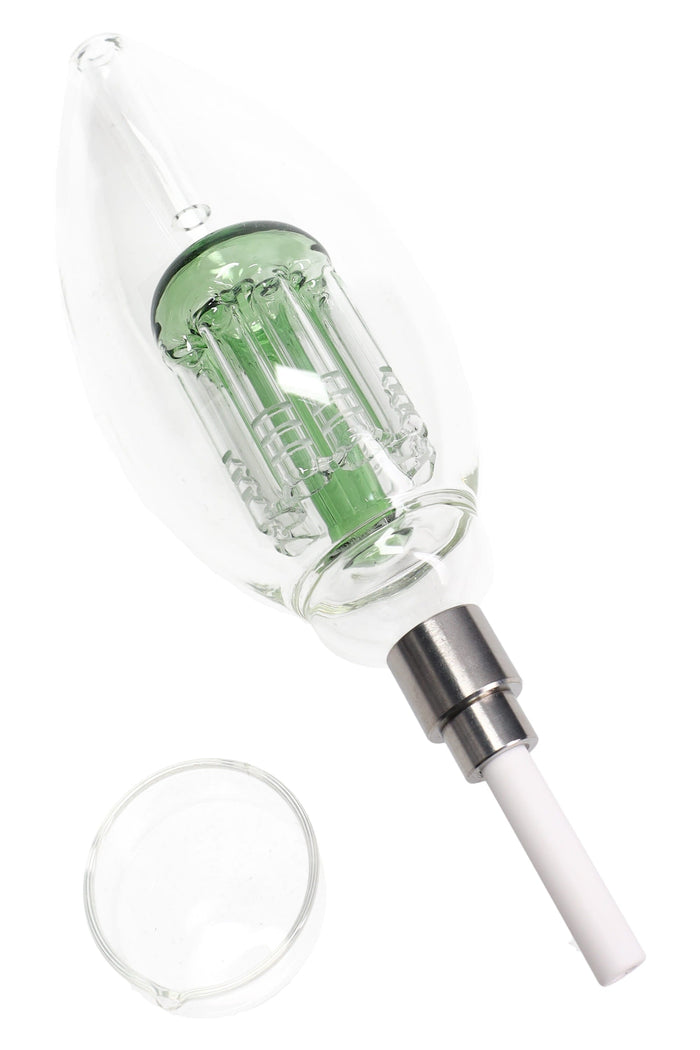 Glass Light Bulb Dab Straw Kit “Glow Core” – Tree Perc – 8″, Green