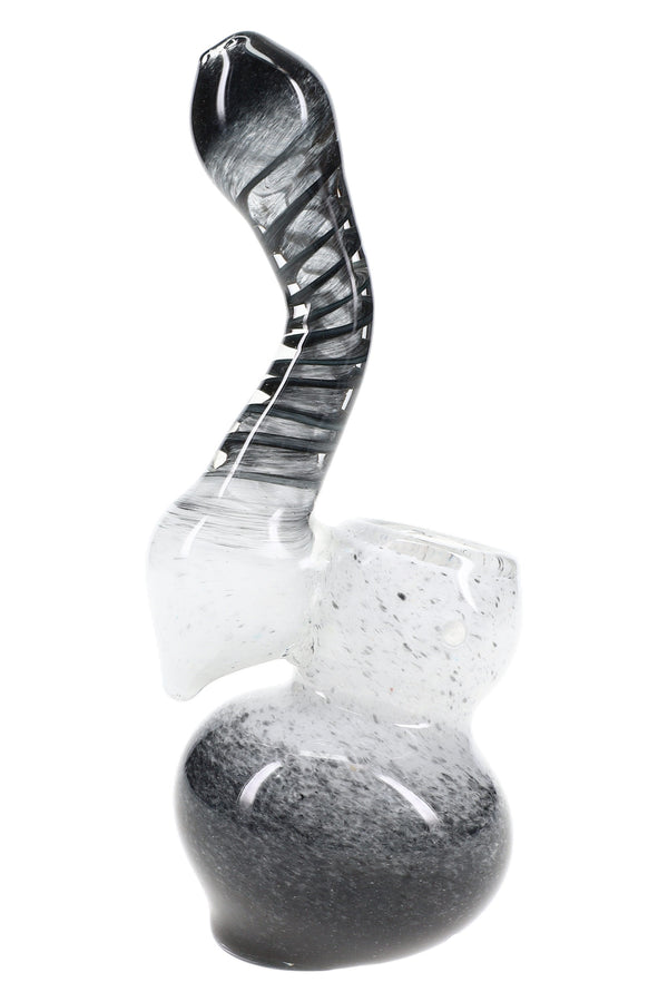 Multicolor Spiral Frit Sherlock Bubbler “Nebula Coil” – 5½″ – Assorted Colors - Discreet Smoker