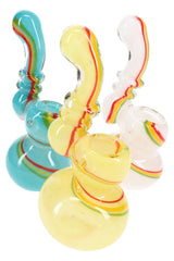 Rasta Swirl Frit Glass Sherlock Bubbler “Rasta Ripple” – 5″ – Assorted Colors - Discreet Smoker