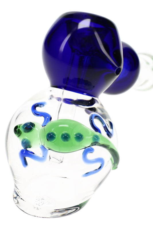 Clear Lizard Glass Hammer Bubbler “Reptile Ripple” – 7″ – Assorted Colors - Discreet Smoker