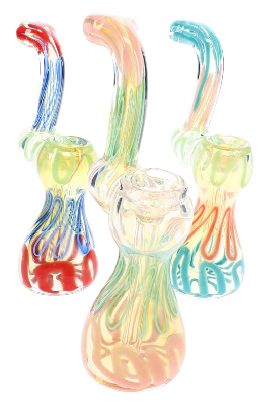 Squiggle Color-Changing Sherlock Bubbler “Wiggle Wiz” – 6″ – Assorted Colors - Discreet Smoker