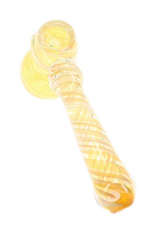 Silver Fumed Swirl Glass Hammer Bubbler “Pocket Moon” – 5½″ – Assorted Colors - Discreet Smoker