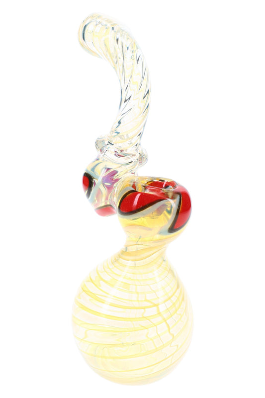 Silver Fumed Swirl Glass Sherlock Bubbler “Moon Spiral” – 8″ – Assorted Colors - Discreet Smoker