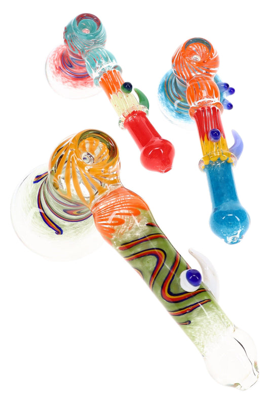 Rasta Swirl Frit Hammer Bubbler “Eye Spy” – 8″ – Assorted Colors - Discreet Smoker