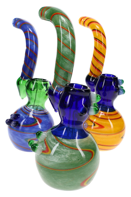 Colorful Frit Rasta Sherlock Bubbler “Rasta Ripple” – 9″ – Assorted Colors - Discreet Smoker