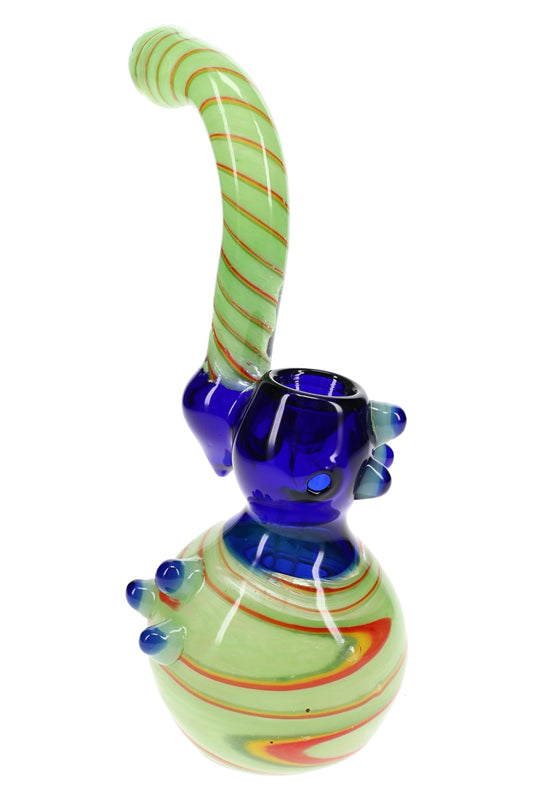 Colorful Frit Rasta Sherlock Bubbler “Rasta Ripple” – 9″ – Assorted Colors - Discreet Smoker