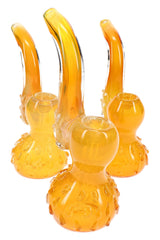 Gold Fumed Marbled Glass Sherlock Bubbler “Honeycomb” – 6″