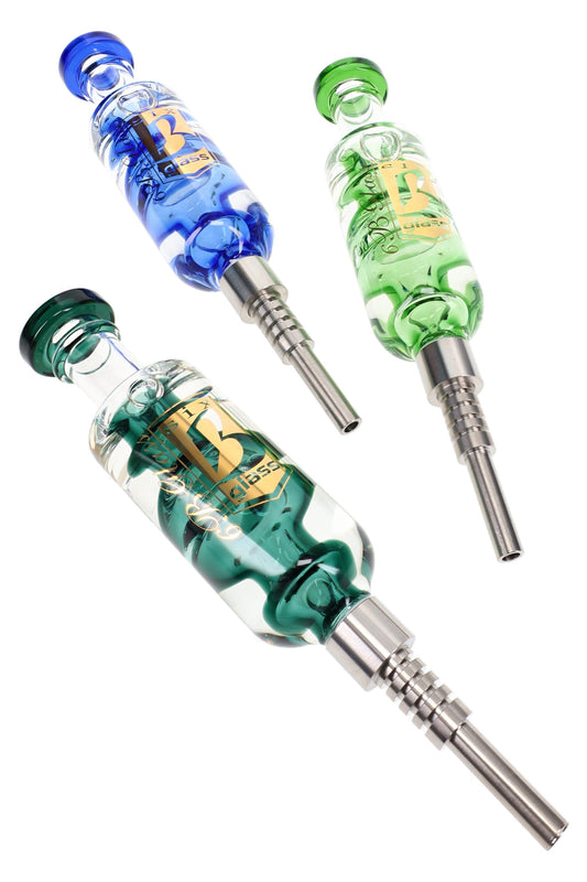 6B Glass Fluid-Filled Glass Dab Straw – 7.5″ – Assorted Colors - Discreet Smoker