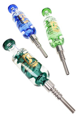 6B Glass Fluid-Filled Glass Dab Straw – 7.5″ – Assorted Colors