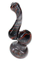 Swirl Striped Frit Glass Sherlock Bubbler “Candy Hook” – 4″ – Assorted Colors - Discreet Smoker