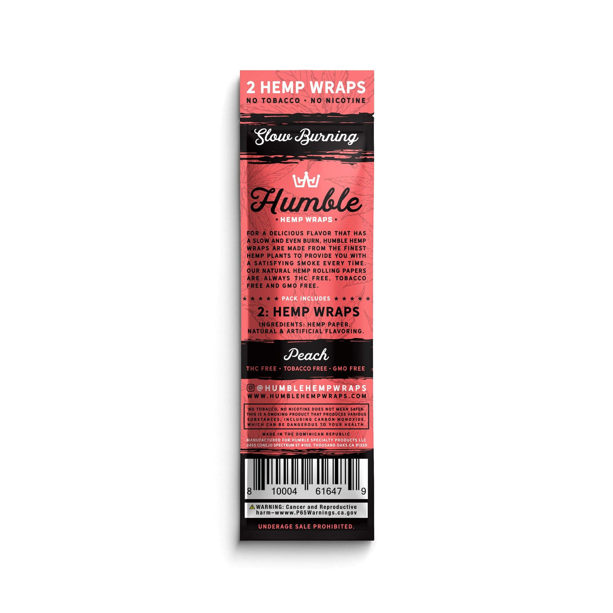 Humble Hemp Wraps - Peach - 25 Pack - Discreet Smoker