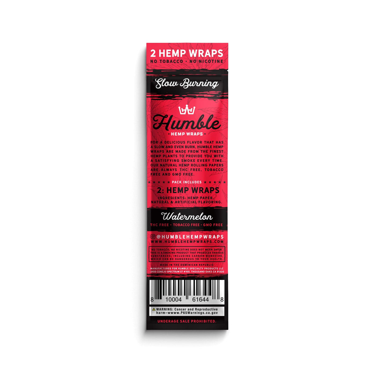 Humble Hemp Wraps - Watermelon - 25 Pack - Discreet Smoker