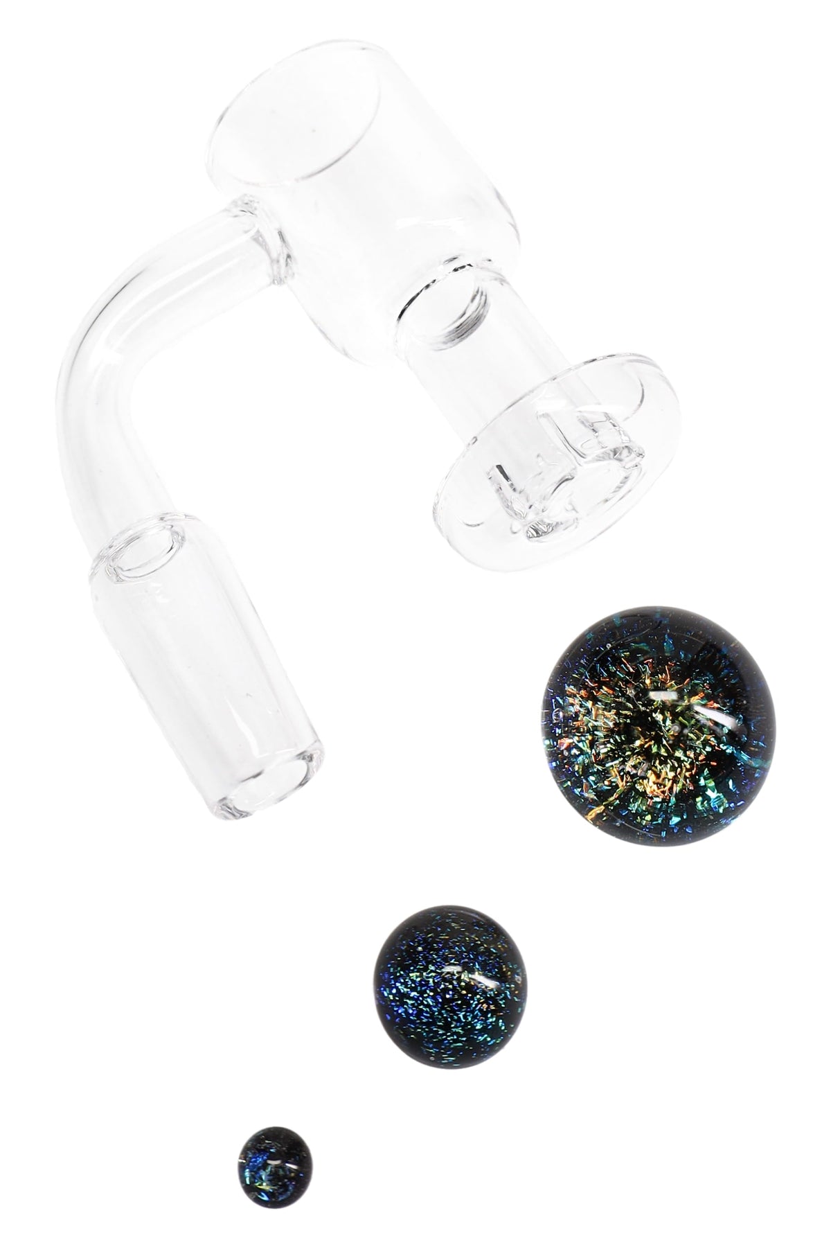 Quartz 14.5 mm Male Terp Slurper Banger – 2 mm – Dichro Beads – Assorted Colors - Discreet Smoker