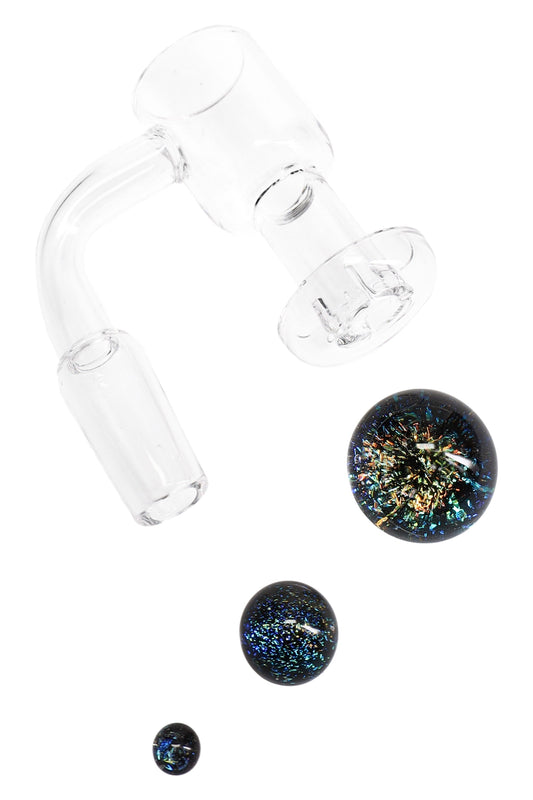 Quartz 14.5 mm Male Terp Slurper Banger – 2 mm – Dichro Beads – Assorted Colors - Discreet Smoker