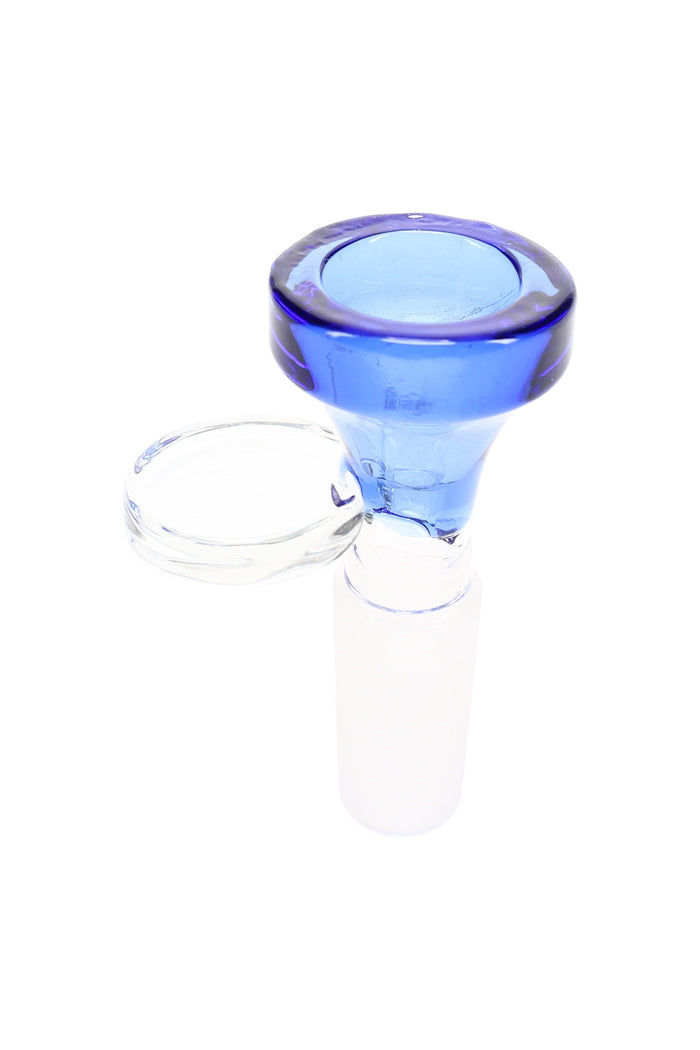 Colored Glass 14.5 mm Male Bowl with Handle “Grip Pop”, Blue