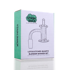 Lotus Etched Quartz Blender Banger Set With Quartz Carb Cap & Terp Pearls - Discreet Smoker