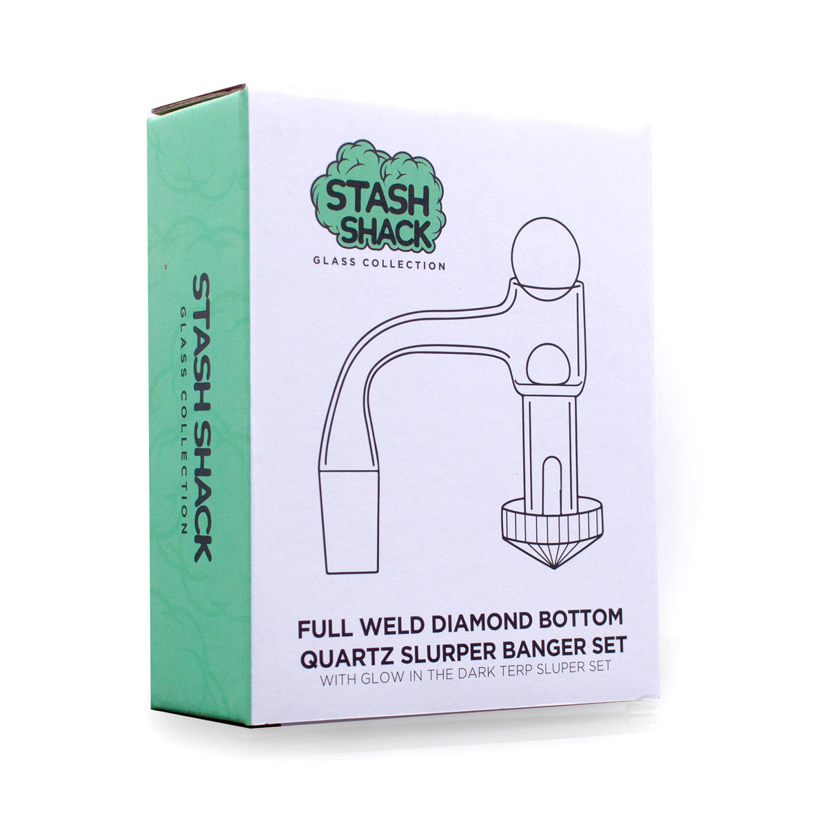 Full Weld Diamond Bottom  Quartz Slurper Banger Set with Glow In The Dark Terp Sluper Set - Discreet Smoker