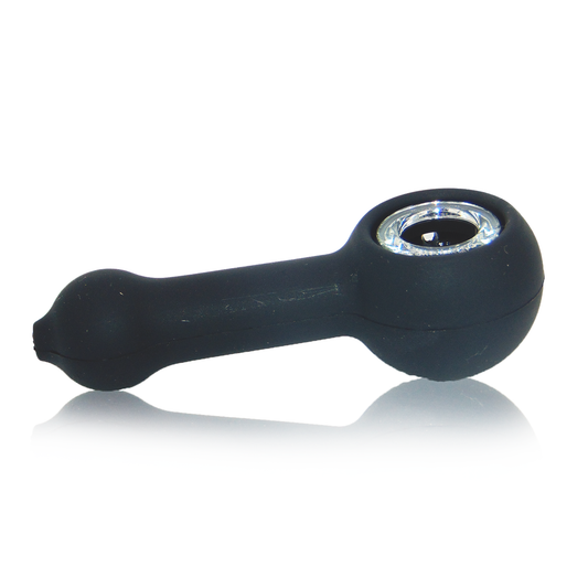 Black Silicone Pipe with Cleaning Tool - Discreet Smoker