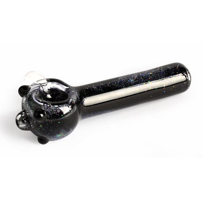 Red Eye Glass 4.5" Sparkle Liquid Glass Pipe, Black