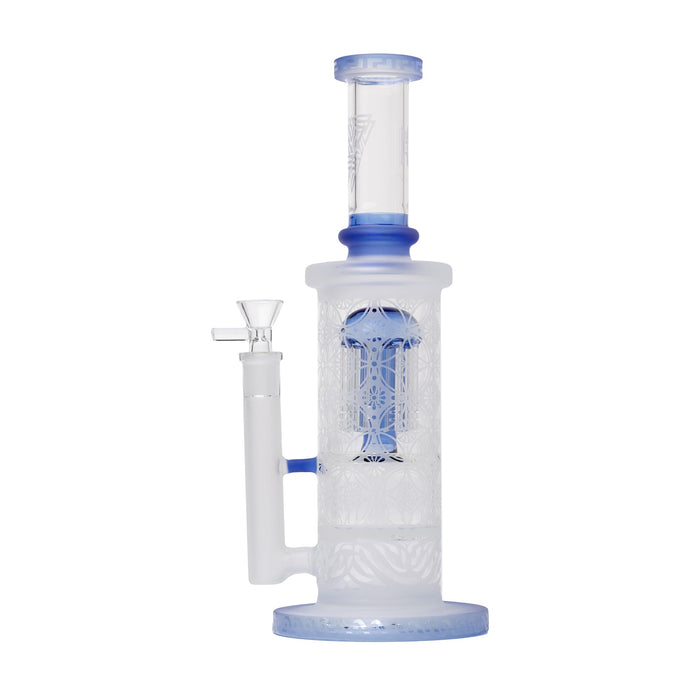 Human Grade Sacred Straight Sandblasted Glass Water Pipe, Blue