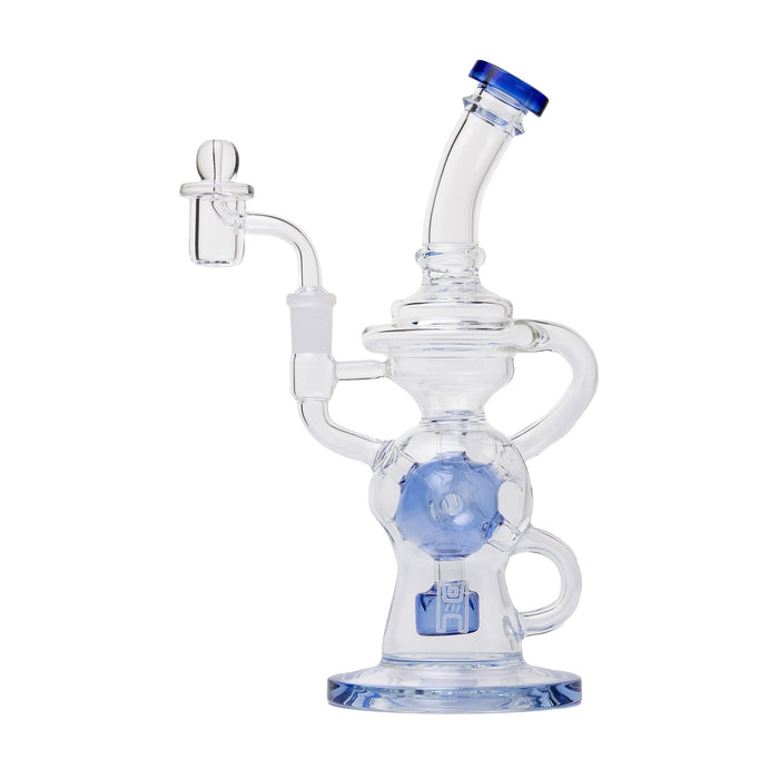 Human Grade 10" Swiss Rig Glass Recycler Water Pipe, Blue