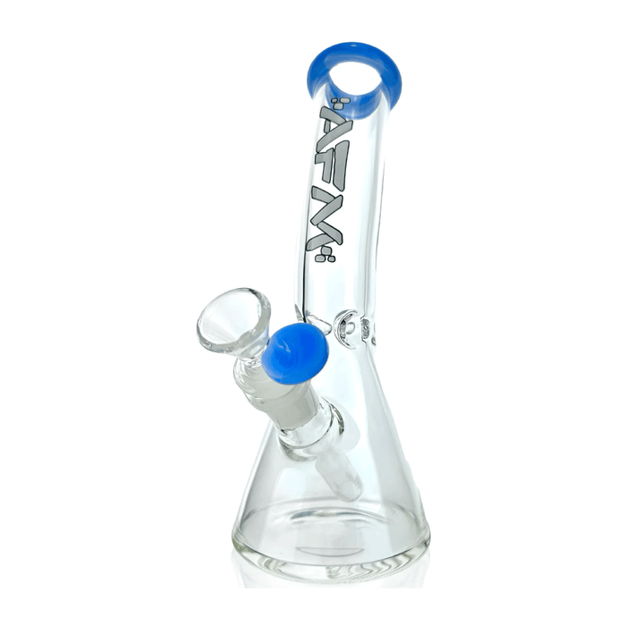 AFM Glass 8.5" Bent Beaker Glass Water Pipe, Blue
