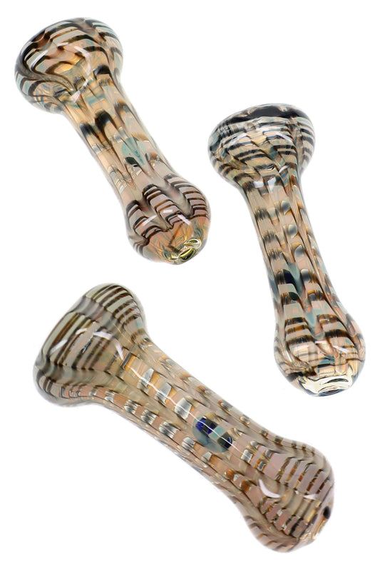 Silver Fumed Net Glass Chillum “Gridlock” – 3″ – Assorted Colors - Discreet Smoker