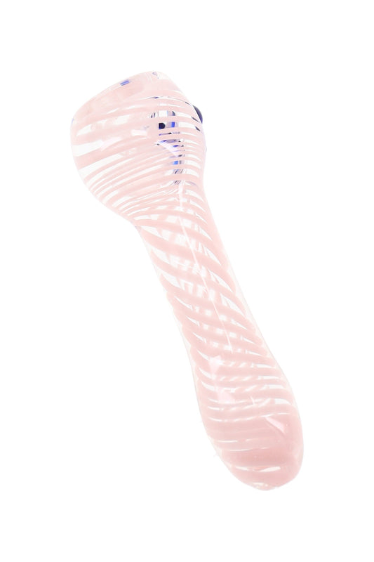 Clear Swirl-Striped Glass Chillum “Pocket Cyclone” – 3″ – Assorted Colors - Discreet Smoker