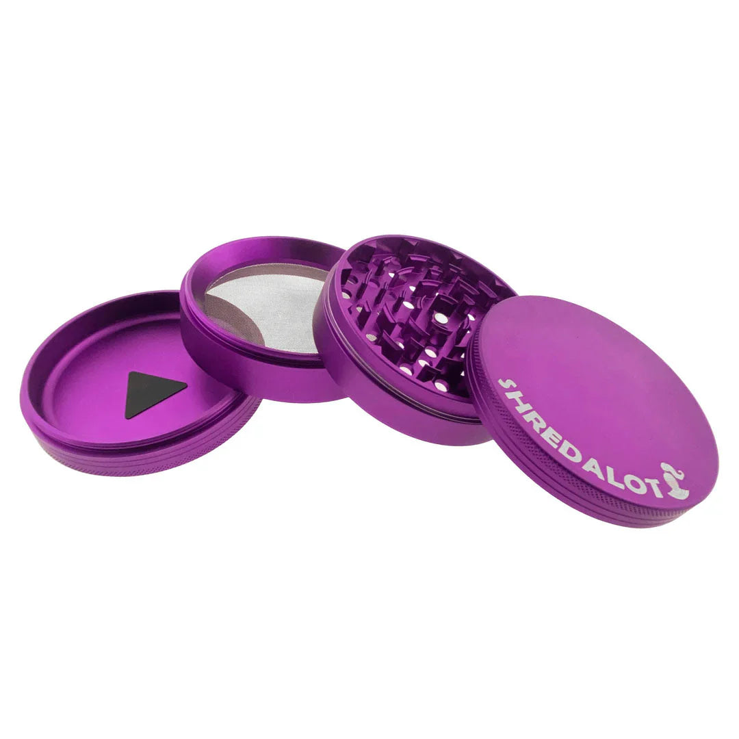 Sir Shredalot 4 Piece Metal Herb Grinder - 100mm - Discreet Smoker