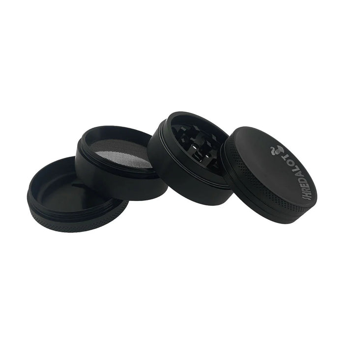 Sir Shredalot 4 Piece Curve Top Metal Herb Grinder - 50mm, Black