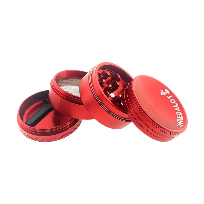 Sir Shredalot 4 Piece Curve Top Metal Herb Grinder - 50mm, Red