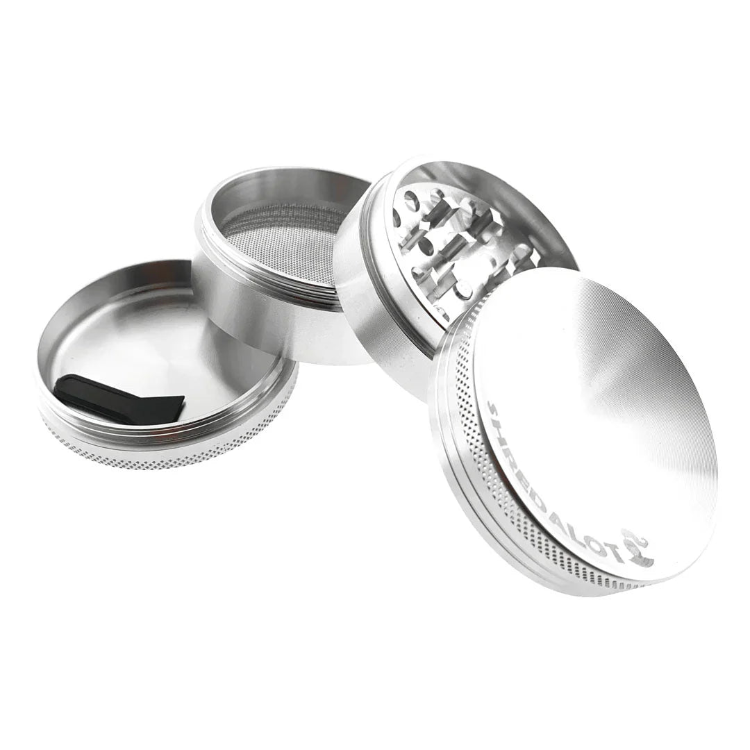 Sir Shredalot 4 Piece Metal Herb Grinder - 63mm - Discreet Smoker