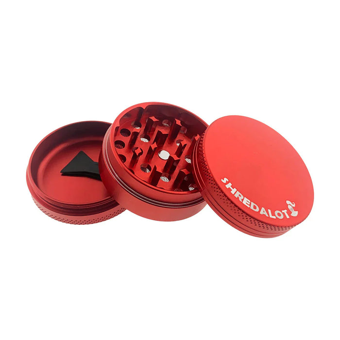 Sir Shredalot 3 Piece Metal Herb Grinder - 50mm, Red