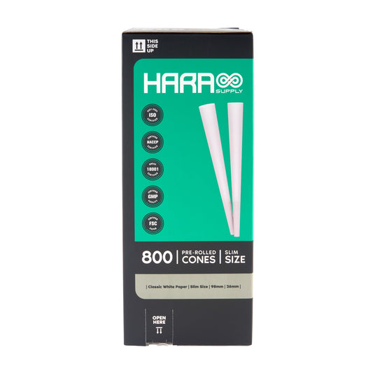 Hara Supply Paper Cones - 98mm - 800pc - Slim Size - White - Discreet Smoker