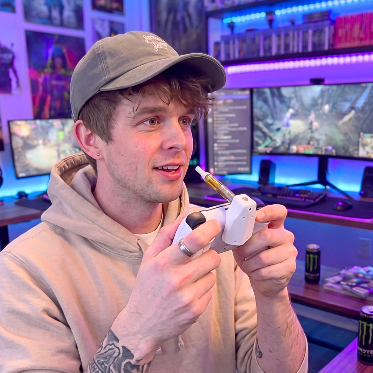 Controller Adapter 510 battery mounted on a gaming controller