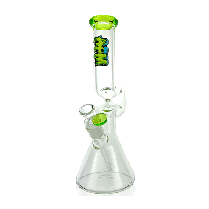 AFM Glass 12" Beaker Wave Water Pipe, Clear Green