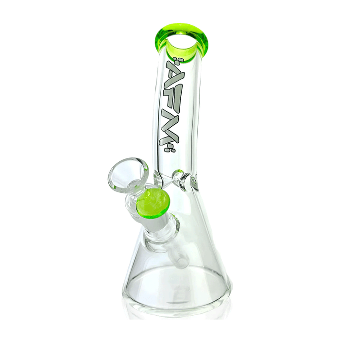 AFM Glass 8.5" Bent Beaker Glass Water Pipe, Clear Green