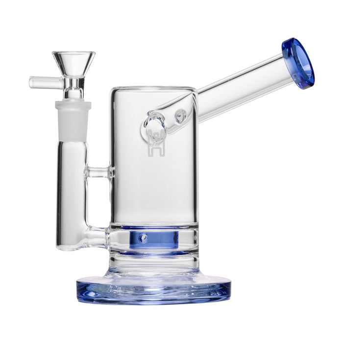 Human Grade 6" Sidecar Bubbler, Clear with Blue Accent